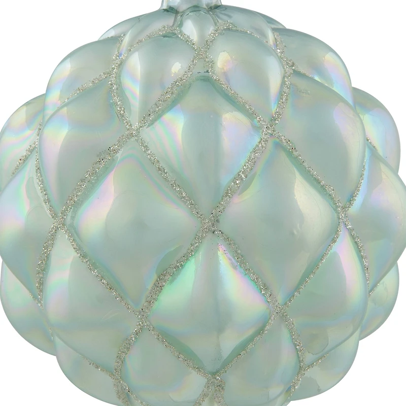 Iridescent Glass Christmas Ball Ornament - Blue - 4.5"