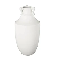 18.25" White Ceramic Sleek Amphora Vase with Scroll Handles