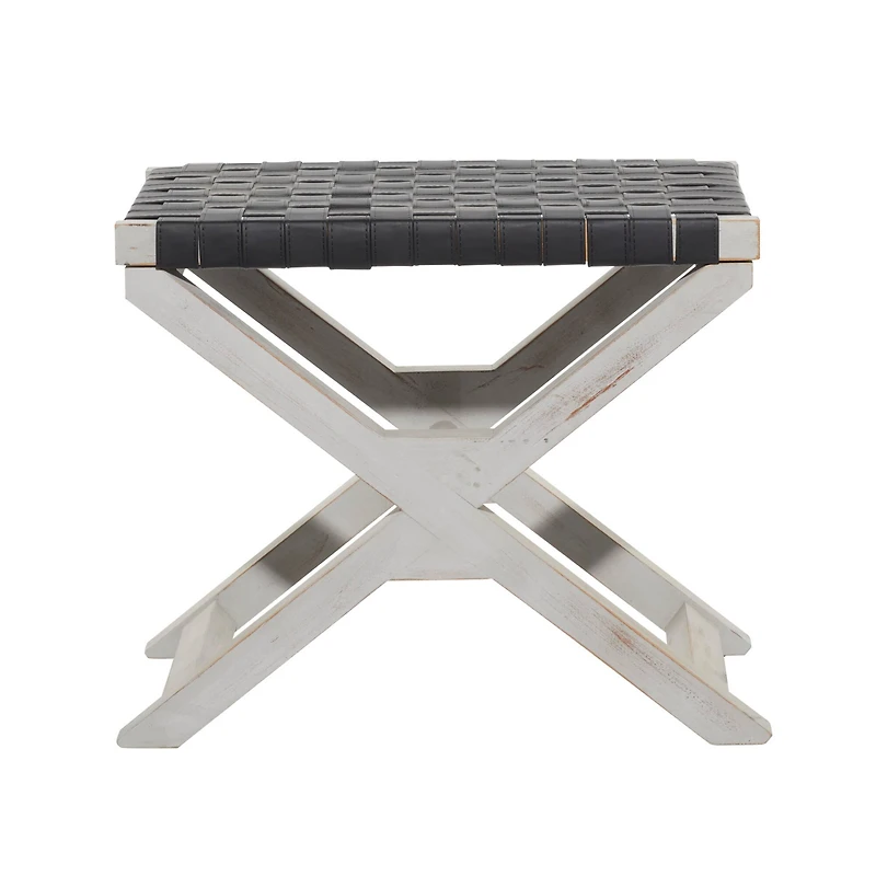 20" Black Wood Farmhouse Stool