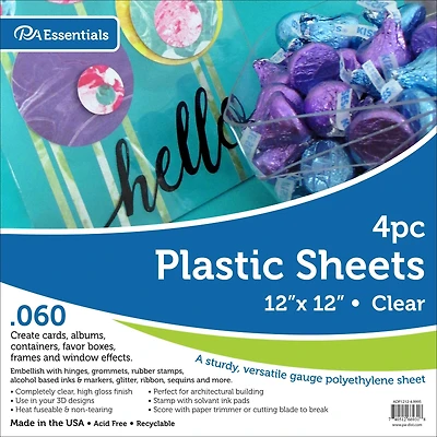 PA Paper™ Accents Clear 12" x 12" .060" Plastic Sheet, 4 Sheets