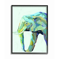 Stupell Industries Elephant Abstract Shapes Blue Green Animal Design in Frame Wall Art