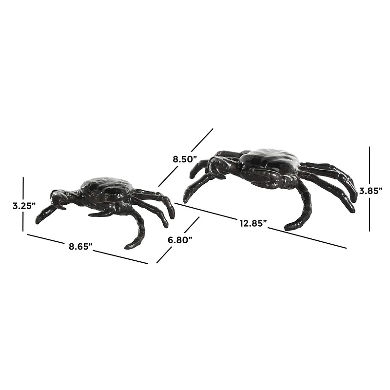 Black Aluminum Metal Crab Sculptures, 2ct.