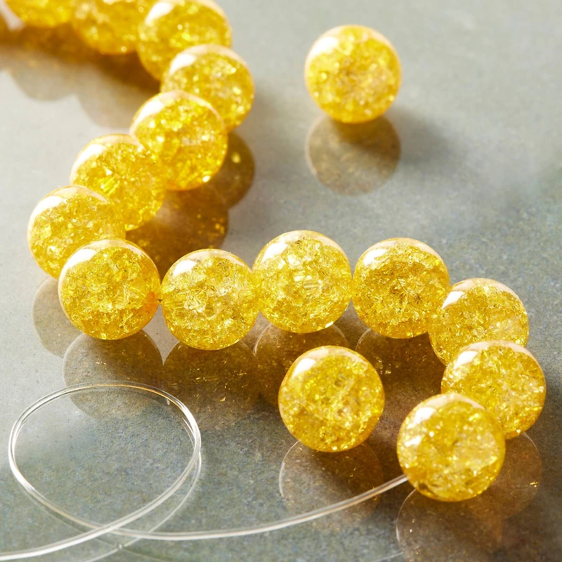 Yellow Crackled Quartzite Round Beads, 10mm by Bead Landing™