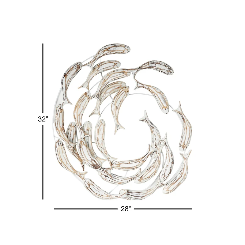 Silver Coastal Fish Wood Wall Decor, 32" x 28"