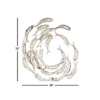 Silver Coastal Fish Wood Wall Decor, 32" x 28"