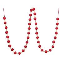 Hello Honey® 6ft. Red Wool Felt Balls & Wood Beads Garland
