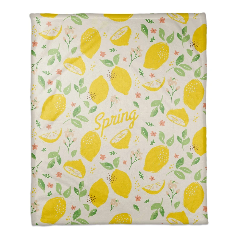 Spring Lemon Fleece Throw
