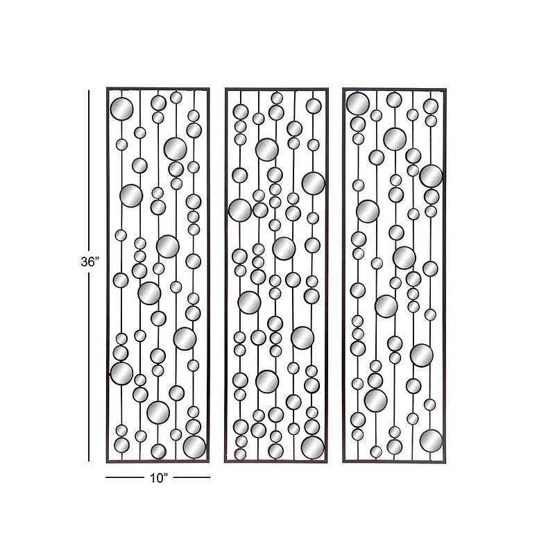 36" Black Metal Glam Abstract Panel Wall Décor Set, 3ct.