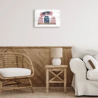 Stupell Industries Rustic Patriotic Jars American Pride Flag Design Wall Plaque Art