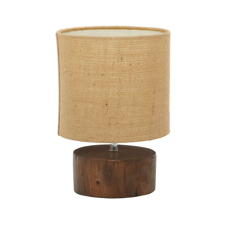 Brown Wood Rustic Table Lamp, 14" x 10" x 10"