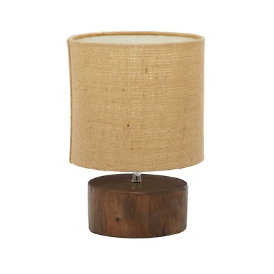 Brown Wood Rustic Table Lamp, 14" x 10" x 10"