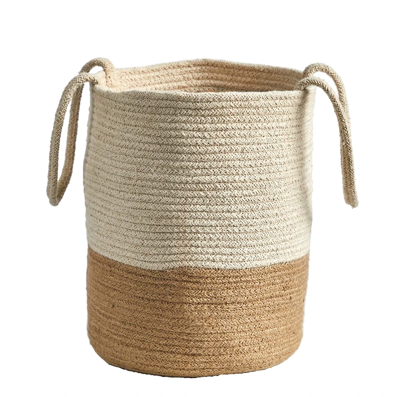 12" Handmade Natural Cotton Woven Basket Planter