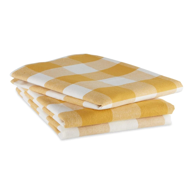 DII® Honey Gold Buffalo Check Dish Towels, 3ct.