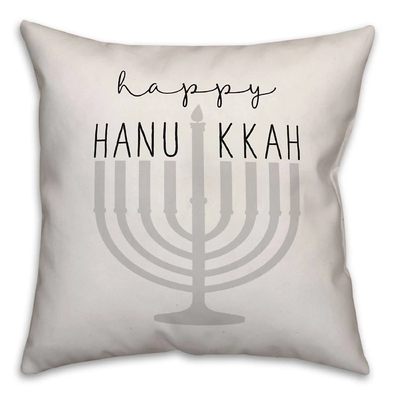 Happy Hanukkah Menorah 18x18 Spun Poly Pillow