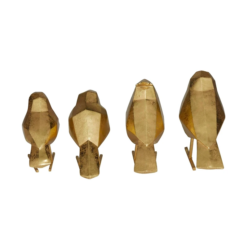 Set of 4 Gold Polystone Glam Sculpture, 6" x 3" x 6"