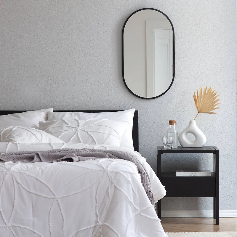 Habitat Pluto 28" Black Oval Wall Mirror