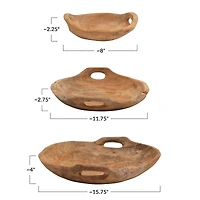 Hello Honey® Teak Wood Bowls with Handles Set