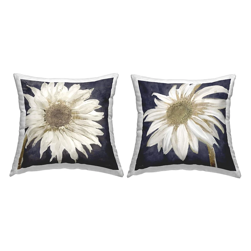 Stupell Industries Modern White Daisy Flower Close Up Petals 2 Pillow Set, 18" x 18"