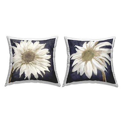 Stupell Industries Modern White Daisy Flower Close Up Petals 2 Pillow Set, 18" x 18"