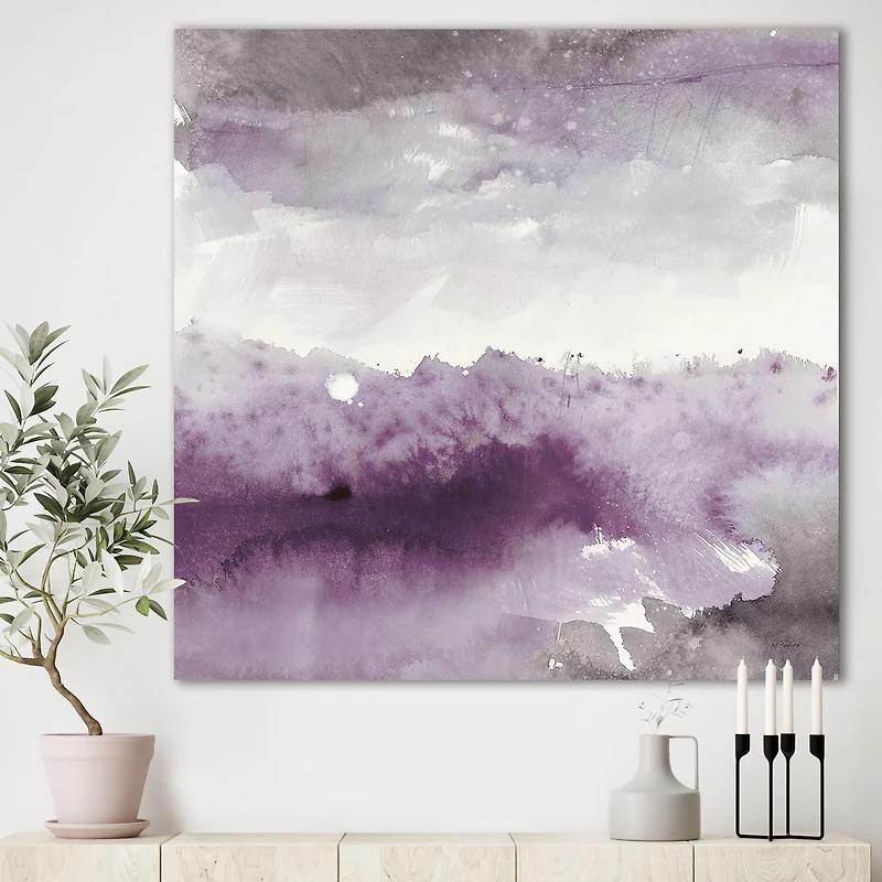 Designart - Midnight at the Lake II Amethyst and Grey