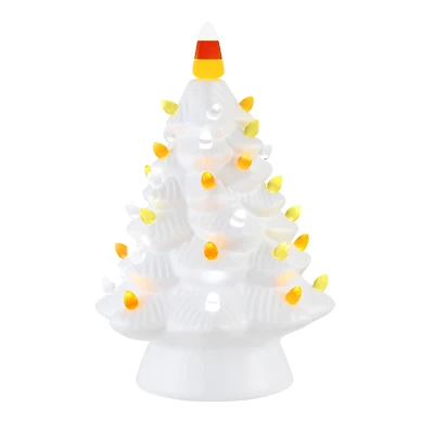 12" White LED Illuminated Halloween Tree