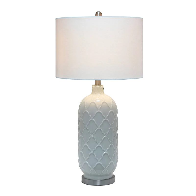 Lalia Home 30" Argyle Classic White Table Lamp with Fabric Shade