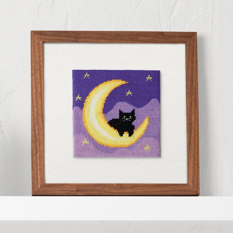 6" x 6" Cat & Moon Needlepoint Kit by Loops & Threads®