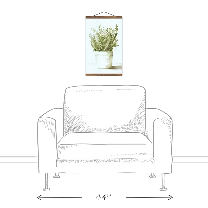 Designs Direct Potted Fern Teak Hanging Canvas