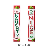Glitzhome® 3.5ft. Double-Sided Wooden Naughty & Nice List Porch Sign