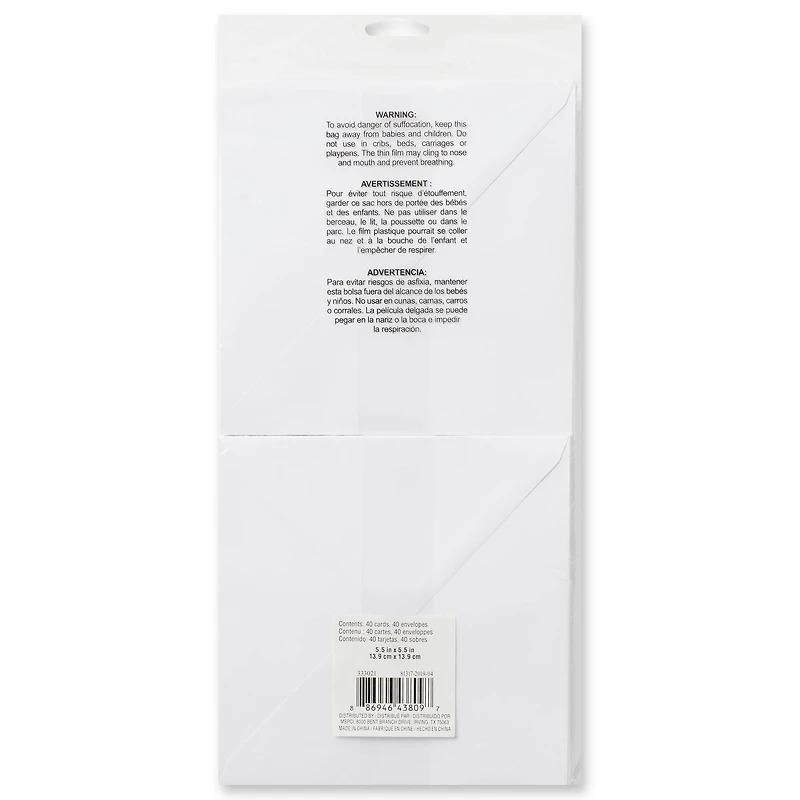 5.5" x 5.5" White Square Card & Envelope Set by Recollections™, 40ct.