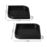 Glitzhome® Black Leaf Shape Ash Wood Decorative Trays Set