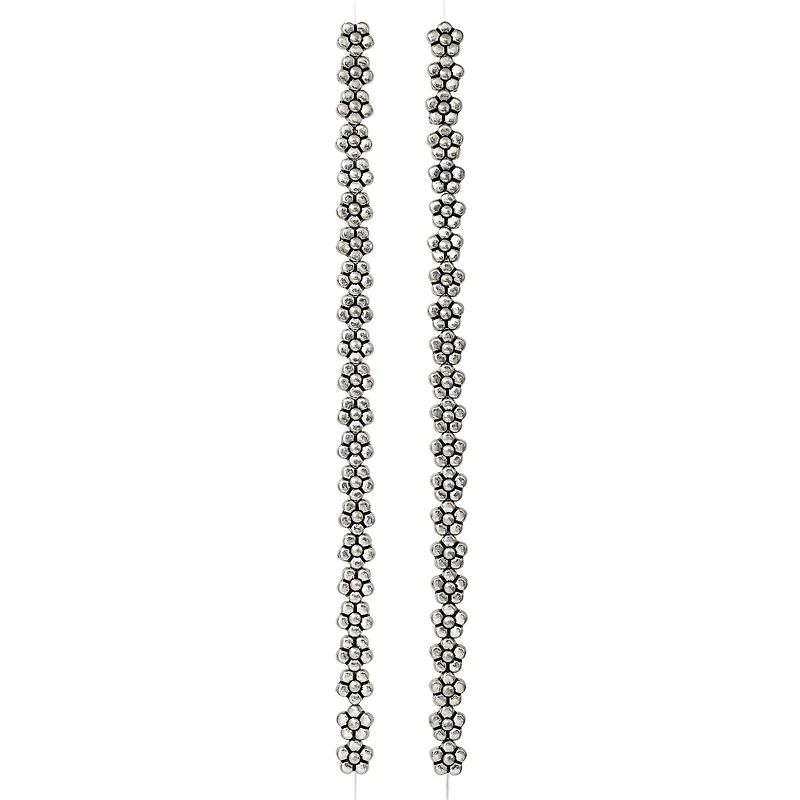 Silver Plated Flower Beads, 7mm by Bead Landing™