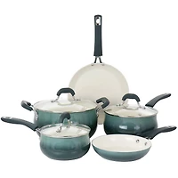 Oster Corbett 8-Piece Blue Nonstick Aluminum Cookware Set