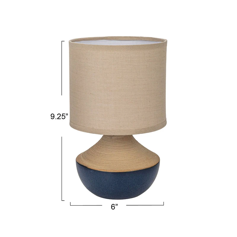 Hello Honey® 9.25" Black & Beige Portable Stoneware Table Lamp with Linen Shade