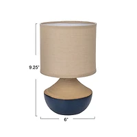 Hello Honey® 9.25" Black & Beige Portable Stoneware Table Lamp with Linen Shade