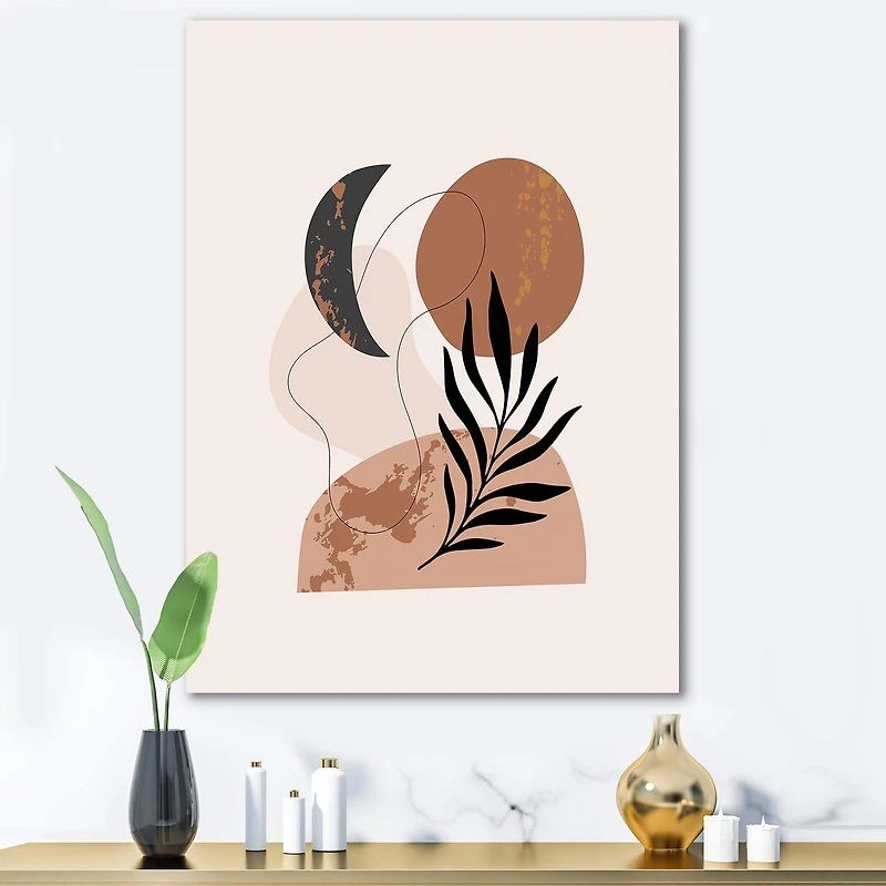 Designart - Moon & Sun Shapes In Retro Terracotta Tones I