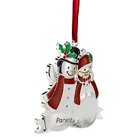3.5" Silver-Plated SnowCouple Parents to Be Ornament with European Crystals