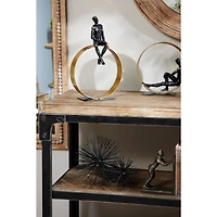 Black Resin Modern Sculpture, Man 15" x 9" x 5"