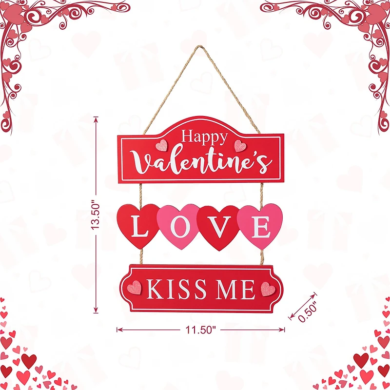 Glitzhome® 13.5" Valentine's Wooden Love Door Hanger