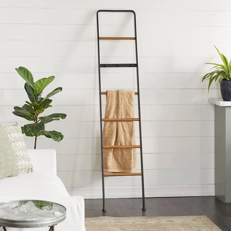 72" Black Metal Contemporary Ladder