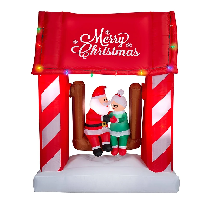 7ft. Animated Airblown® Inflatable Christmas Mr. & Mrs. Claus on Swing