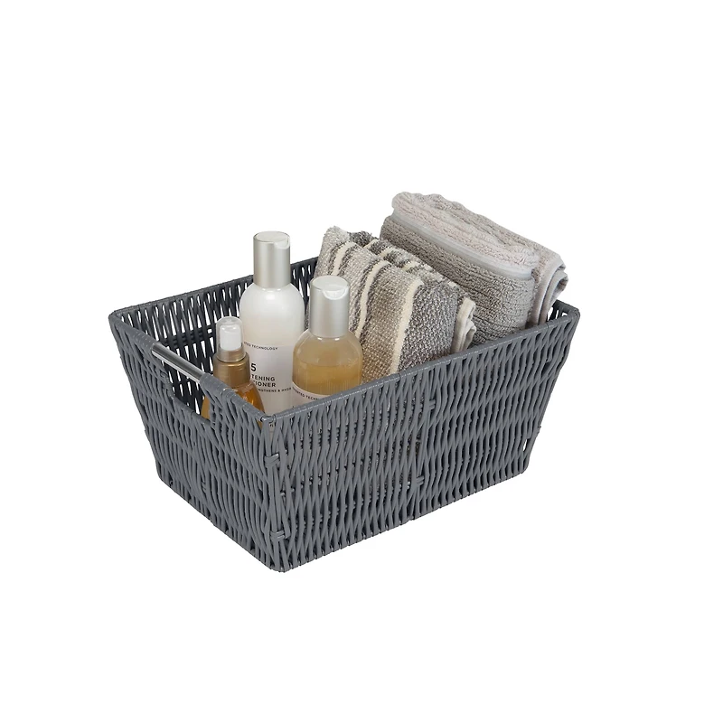 Simplify Charcoal Rattan Tote Basket Set, 3ct.