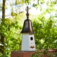 Glitzhome® 24" White Washed Metal Bell Roof Birdhouse