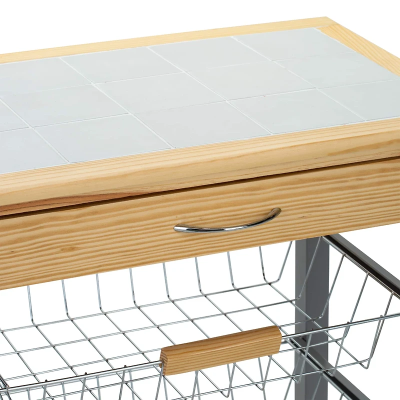 Organize It All Rolling Kitchen Cart with Wine Rack