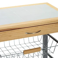 Organize It All Rolling Kitchen Cart with Wine Rack