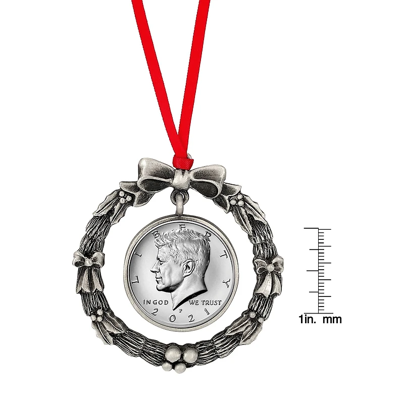 JFK 2021 Half Dollar Wreath Ornament