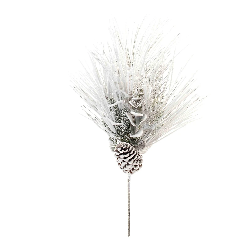 2ft. Flocked Mixed Long Needle Pine Spray with Pinecone, 2ct.