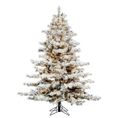 6.5ft. Pre-Lit Flocked Alaskan Pine Artificial Christmas Tree, Pure White Dura-Lit® LED Lights