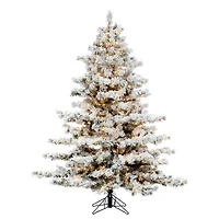 6.5ft. Pre-Lit Flocked Alaskan Pine Artificial Christmas Tree, Pure White Dura-Lit® LED Lights