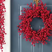 Glitzhome® 25"D Christmas Red Berries Wreath